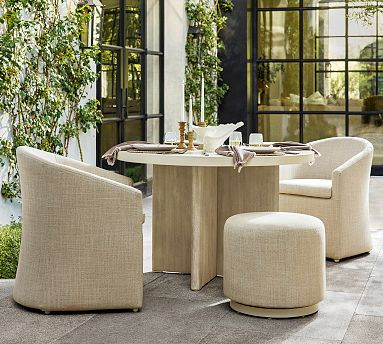 Cayman Concrete & Eucalyptus Round Outdoor Dining Table (48") | Pottery Barn (US)