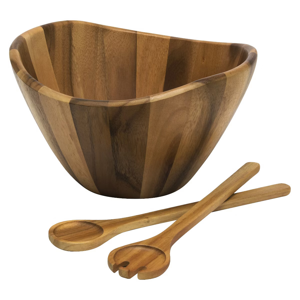 Lipper International Large Acacia Wave Bowl with Salad Servers | Target