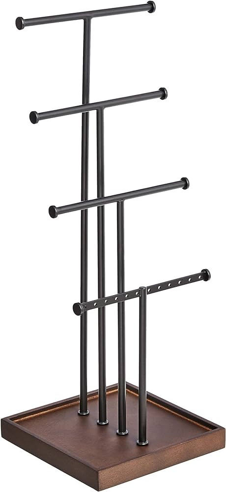 Amazon Basics Four-Tier Jewelry Tree Stand - Walnut/Black | Amazon (US)