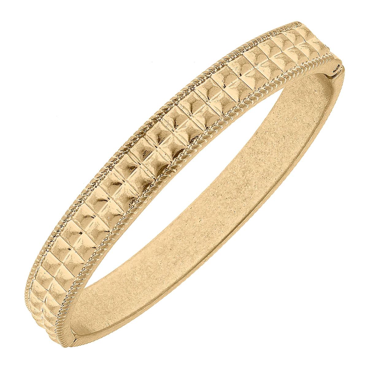 Lark Quilted Metal Hinge Bangle in Worn Gold | CANVAS