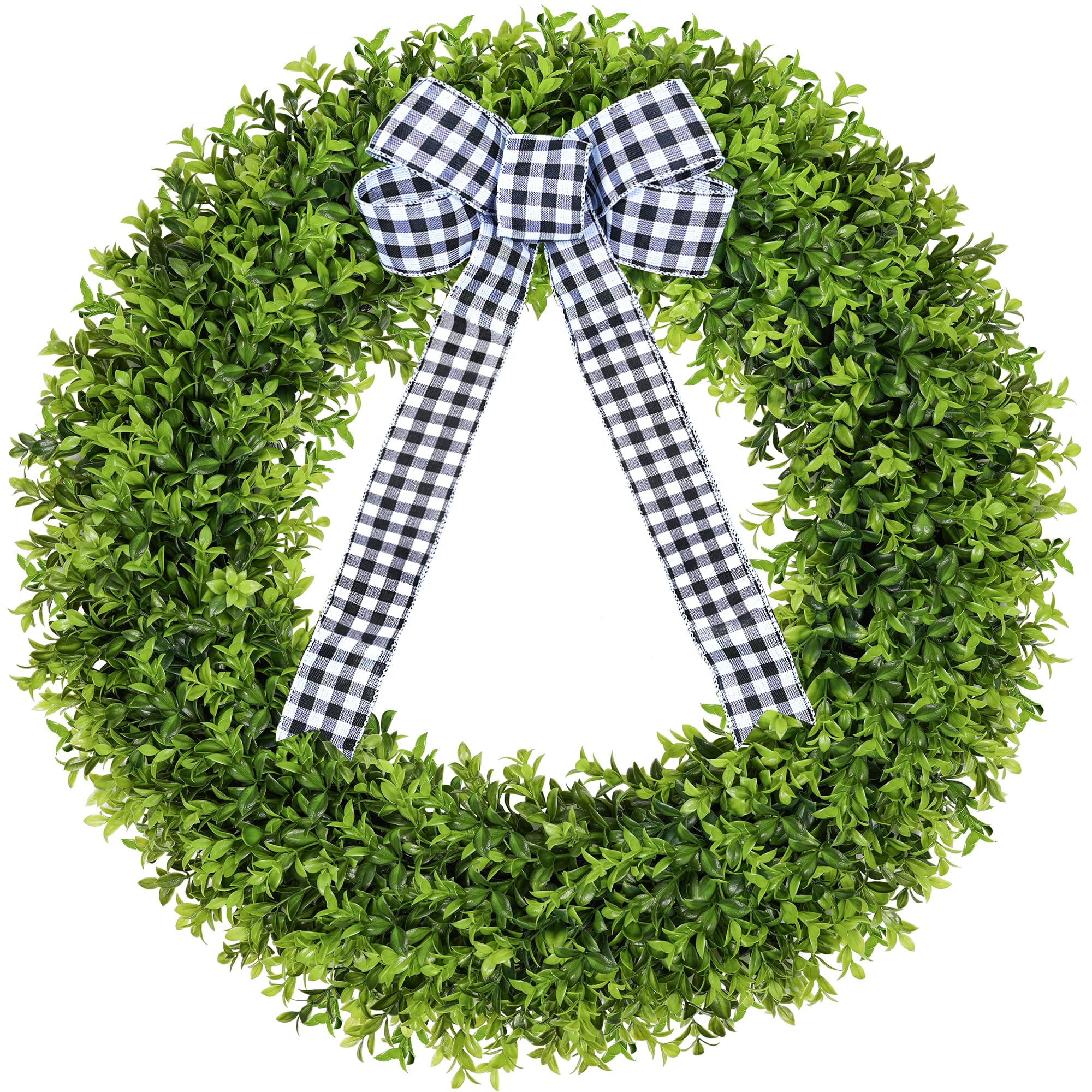 Vlorart 32" Faux Boxwood Wreath, Artificial Large Boxwood Wreaths Front Door, Spring Summer Water... | Amazon (US)