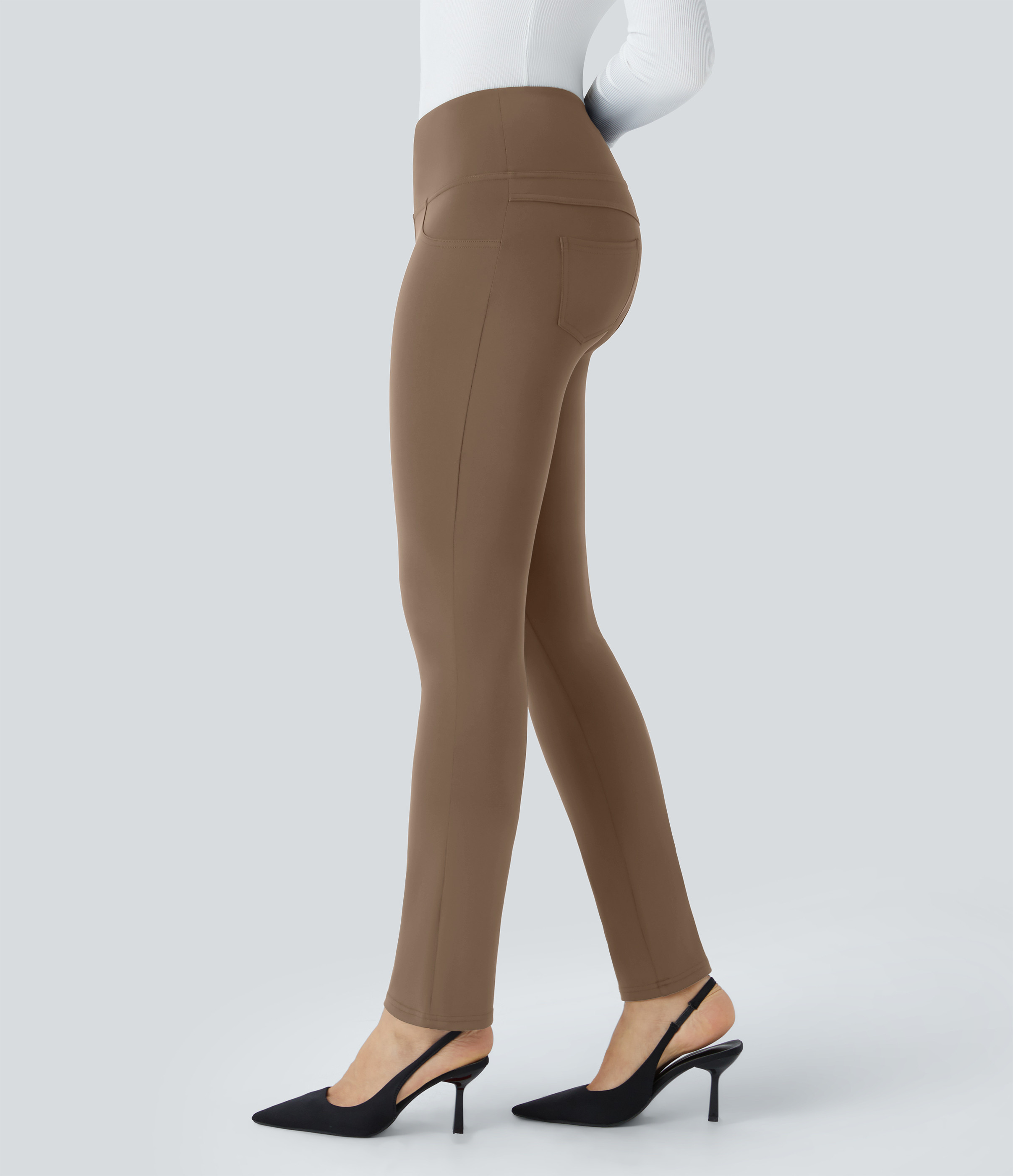 Halara Halara Flex™ High Waisted Pocket Tapered Work Pants - Sepia - XS(regular) | HALARA