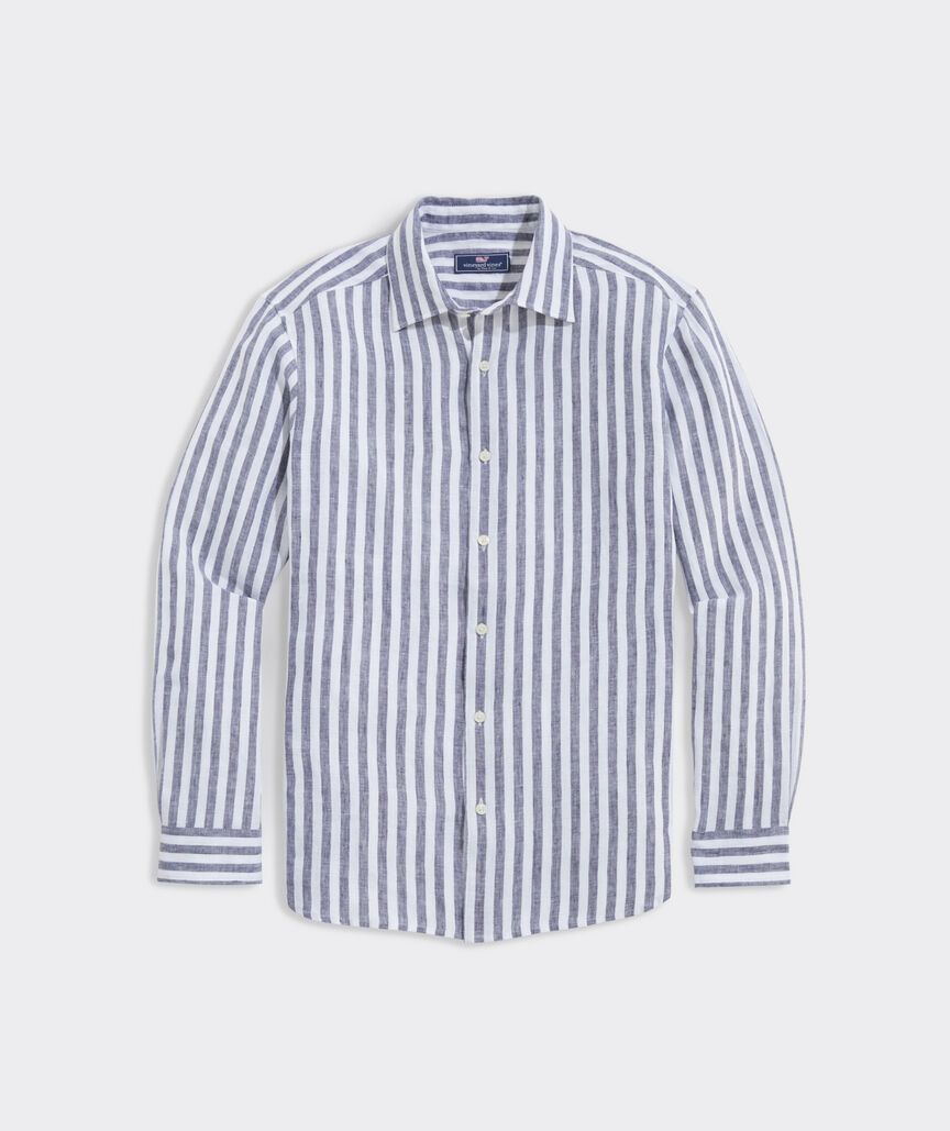 Linen Stripe Spread Collar Shirt | vineyard vines