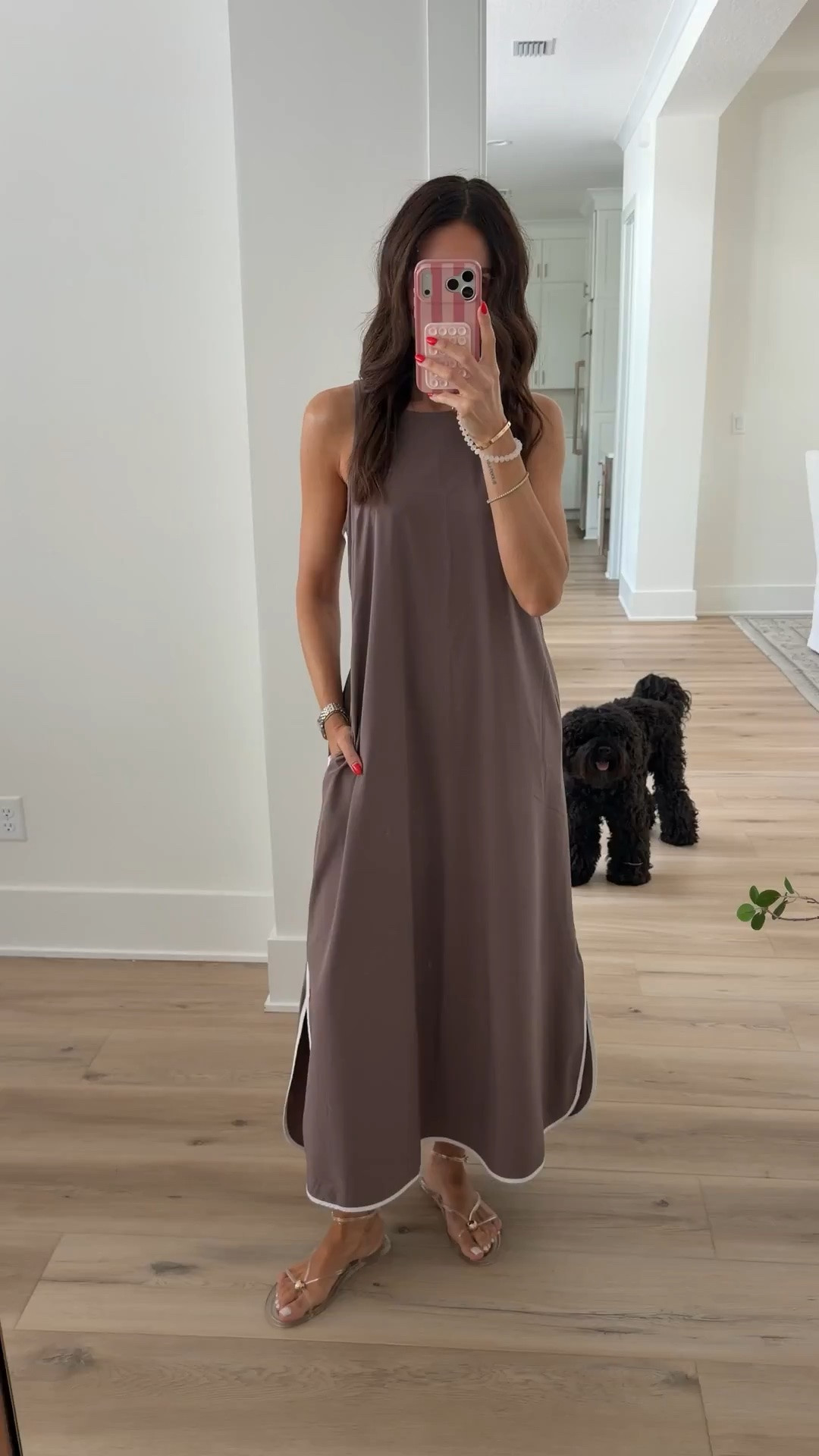 This flowy maxi dress is one of those pieces that feels just as comfortable as loungewear but looks so elevated once it’s on. I love the relaxed silhouette, the contrast trim detail, and how easy it is to dress up with sandals and jewelry or keep casual with sneakers.

Size XS, runs big

maxi dress, flowy dress, neutral dress, summer dress, vacation outfit, comfortable dress, casual chic, women’s fashion, effortless style, everyday outfit, annabrstyle

#LTKActive #LTKootd #LTKOver40