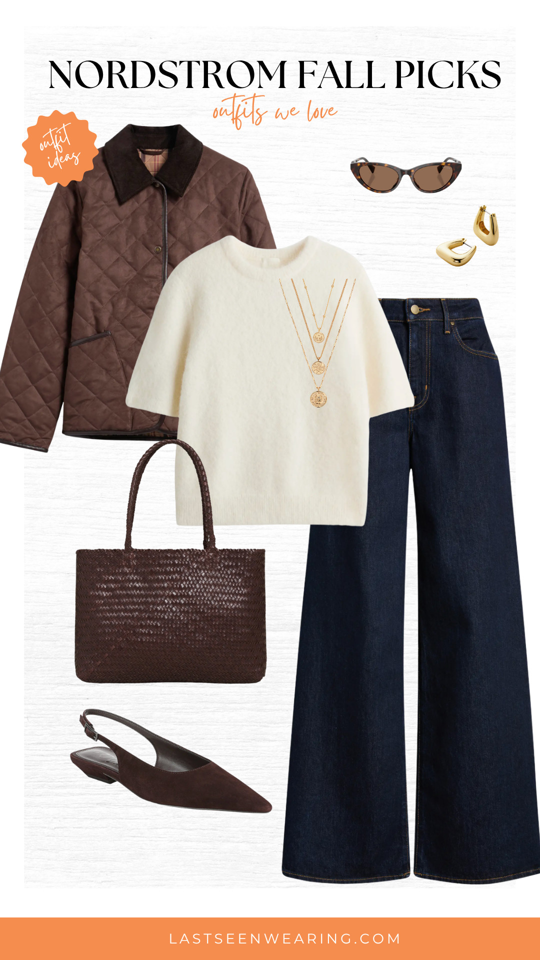 Cute fall outfit from Nordstrom! We're loving this jacket, short sleeve sweater, and woven bag. So cute!  

 #LTKootd #LTKSeasonal #LTKOver40