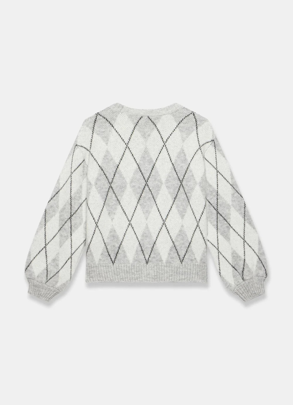 Grey Argyle Print Cardigan | Mint Velvet