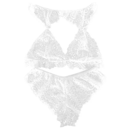 White Womeny Plus Size Lingerie For Women Underwear Lace Deep Vy See Throughy Bra Women S Lace Eyelashes Lace Suspendersy Lingerie Set | Walmart (US)