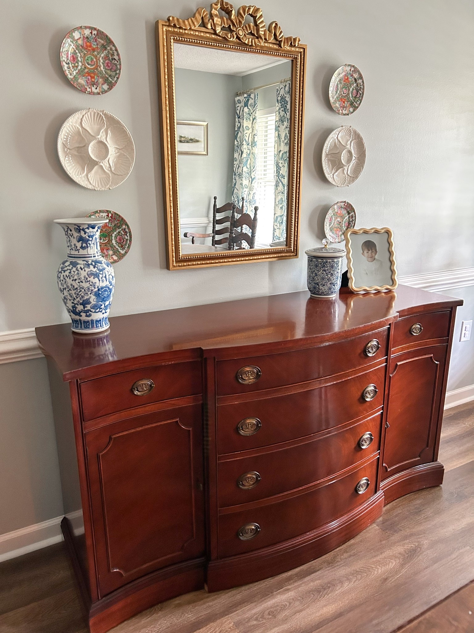 Update to my dining room! We added the plates and mirror and I’m in love 

Dining room, home decor, plate wall, Grandmillenial, high and low 

#LTKFindsUnder50 #LTKHome
