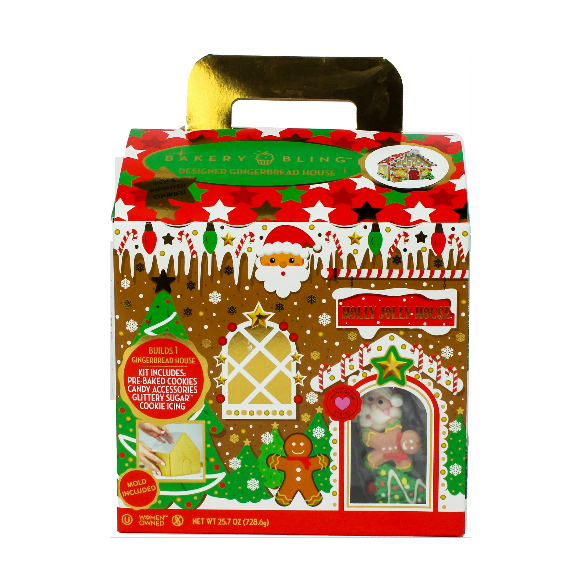 Bakery Bling Holly Jolly Designer Insta-House Kit, 25.7oz, Nut Free, Dairy Free, Kosher, Fully Ba... | Walmart (US)