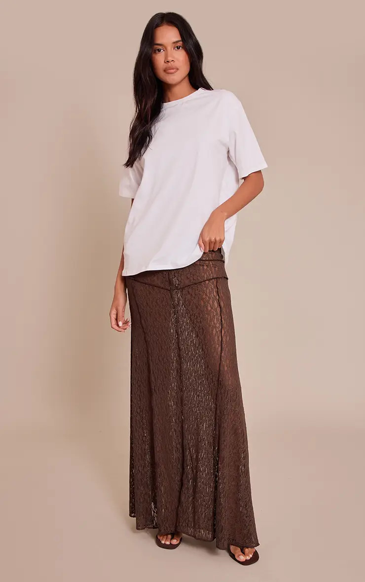 White Lace Seam Detail Maxi Skirt | PrettyLittleThing | PrettyLittleThing UK