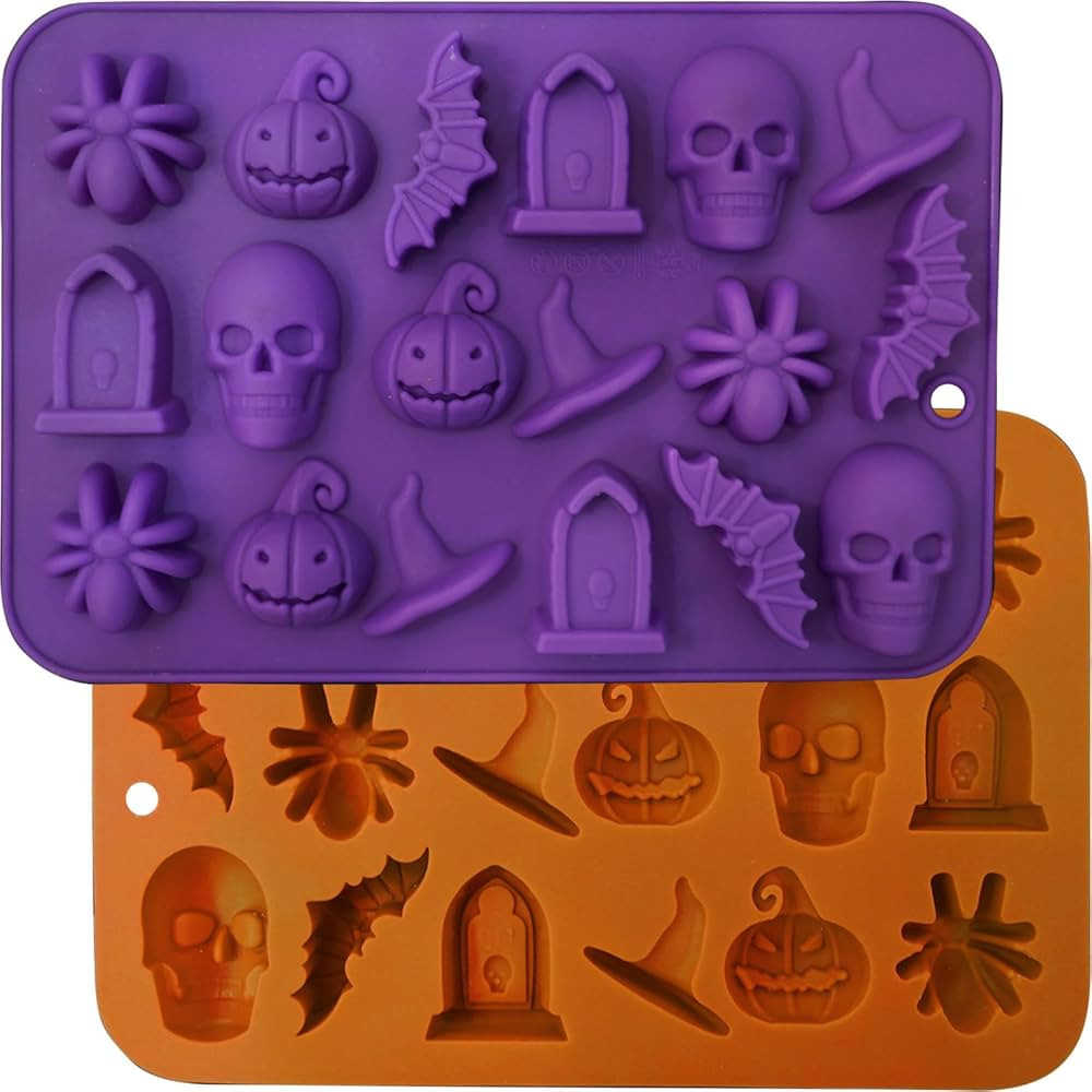 Halloween Molds Silicone for Chocolate 2 Pack, 3D Halloween Chocolate Candy Gummy Mold Skull Pump... | Amazon (US)