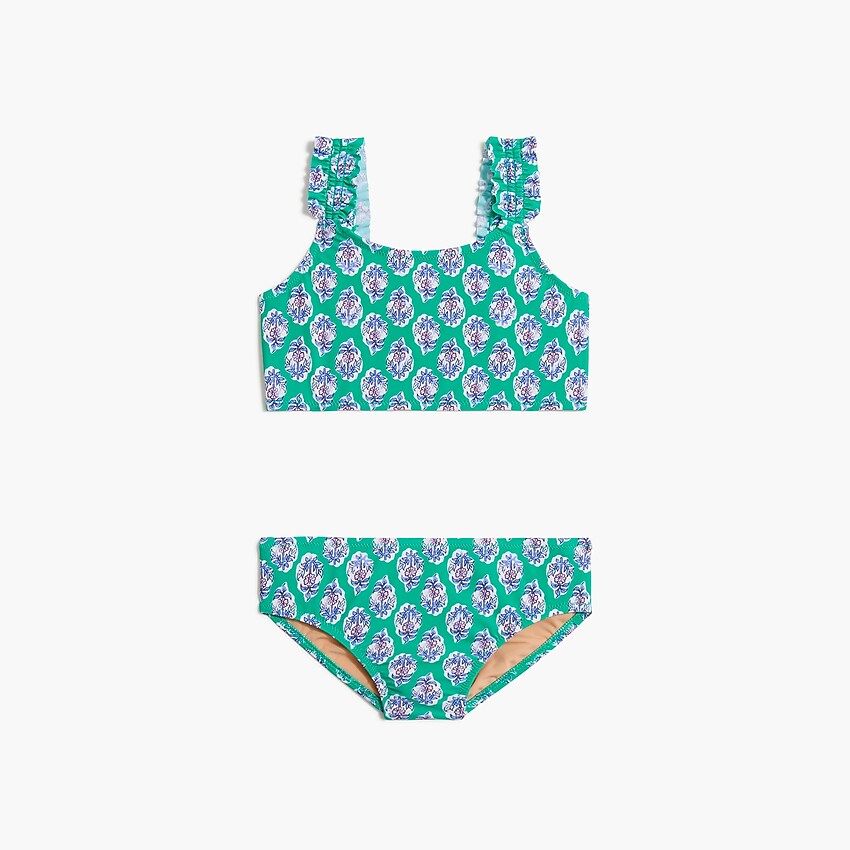 Girls' printed ruffle-strap swimsuit set | J.Crew Factory