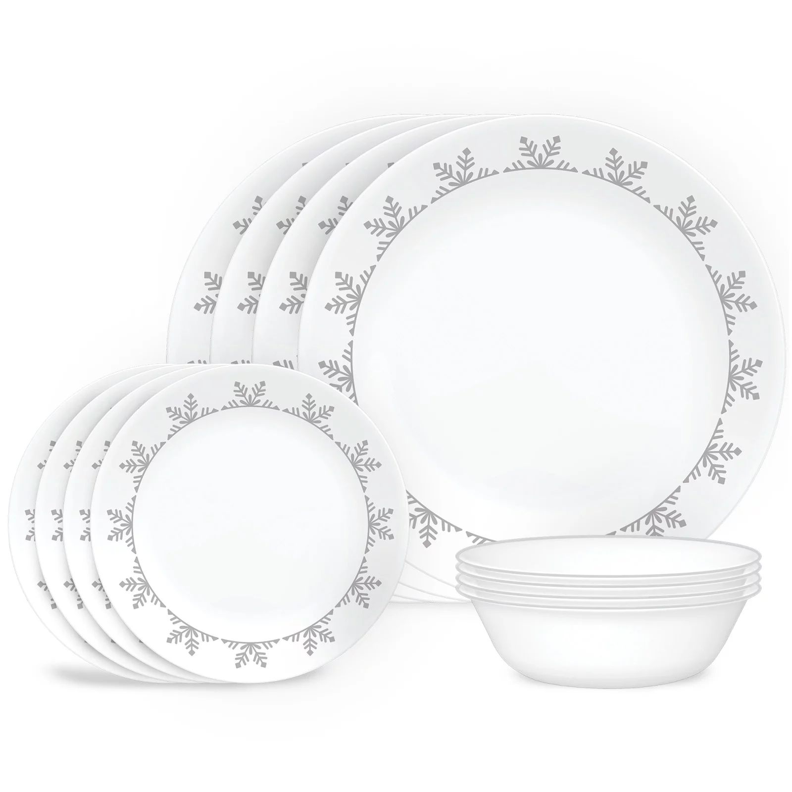 Corelle Winter Holiday 12 Piece Dinnerware Set, Snowflake - Walmart.com | Walmart (US)