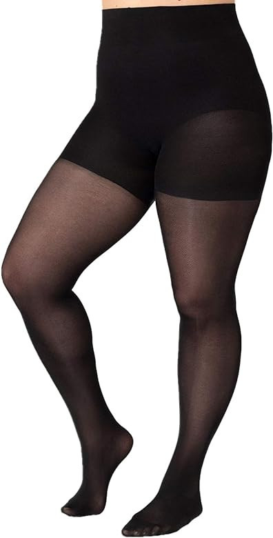 SHAPERMINT Solid Black Opaque Tights with Nylon Control Top Hosiery Pantyhose for Women from Smal... | Amazon (US)