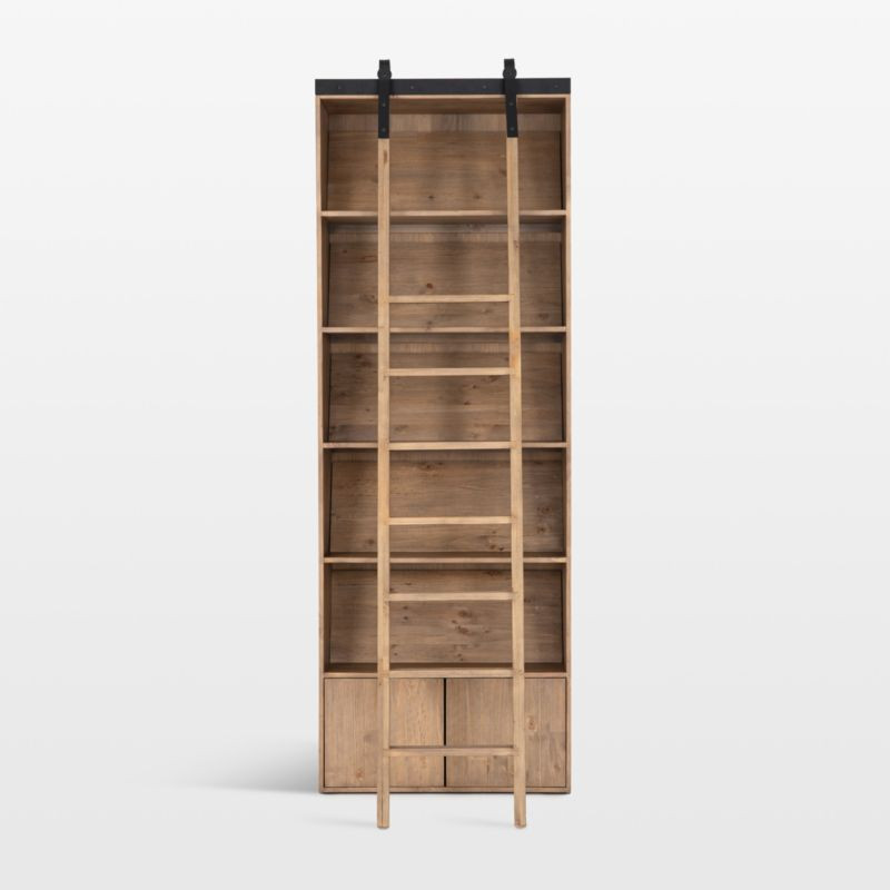 Natasha Solid Pine Wood Bookcase with Ladder Set | Crate & Barrel | Crate & Barrel
