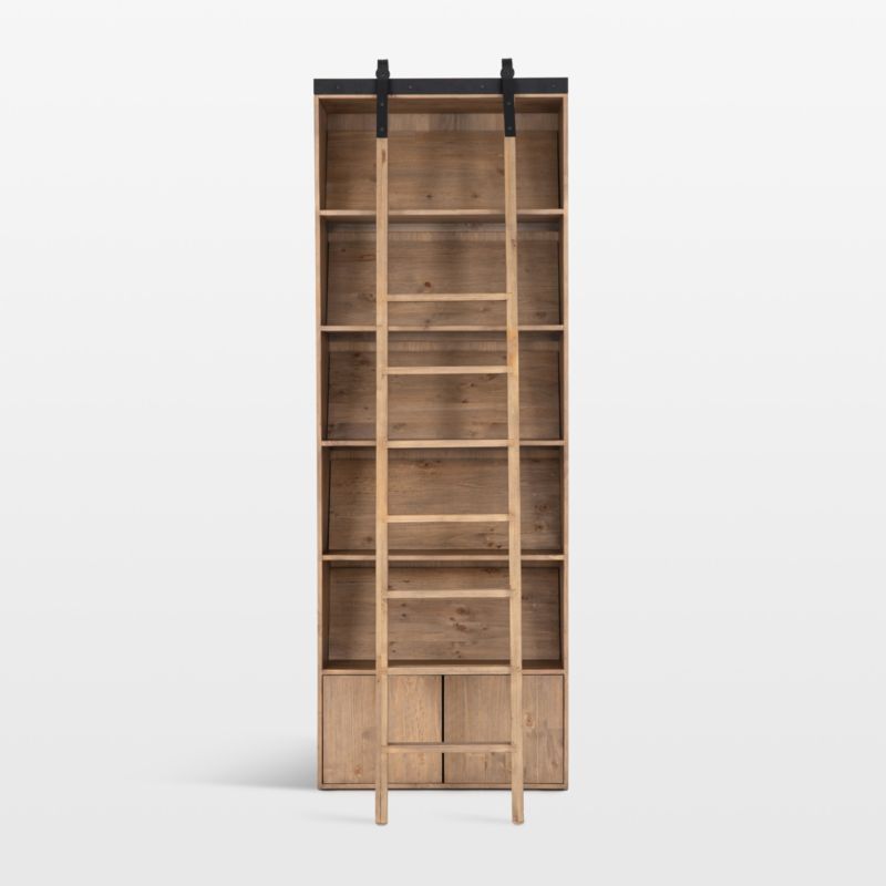 Natasha Solid Pine Wood Bookcase with Ladder Set | Crate & Barrel | Crate & Barrel