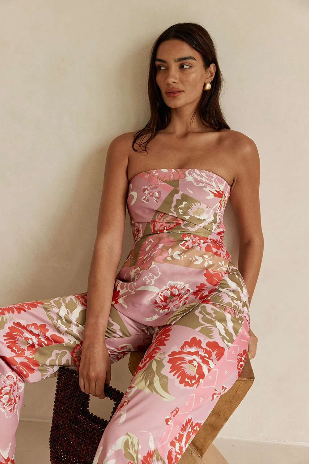 Pink Botanic Patch Floral Print Strapless Marleigh Top | Sabo Skirt US