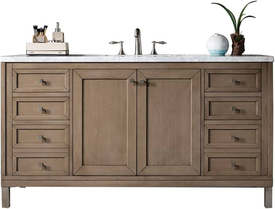 James Martin Vanities 305-V60S-3CAR Chicago 60" Free Standing or Wall Mounted Single Basin Poplar... | Amazon (US)