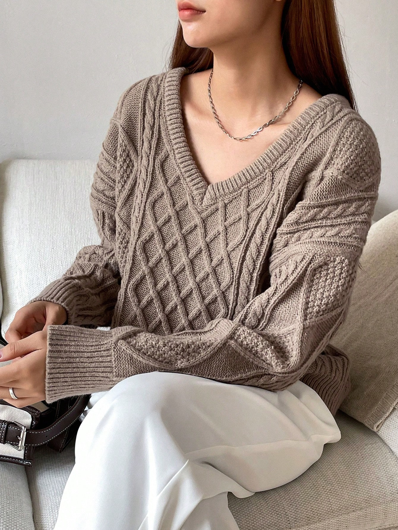 DAZY Cable Knit Drop Shoulder Sweater | SHEIN