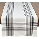 SARO LIFESTYLE Barry Collection Plaid Pattern Cotton Table Runner, 16" x 120", Black | Amazon (US)