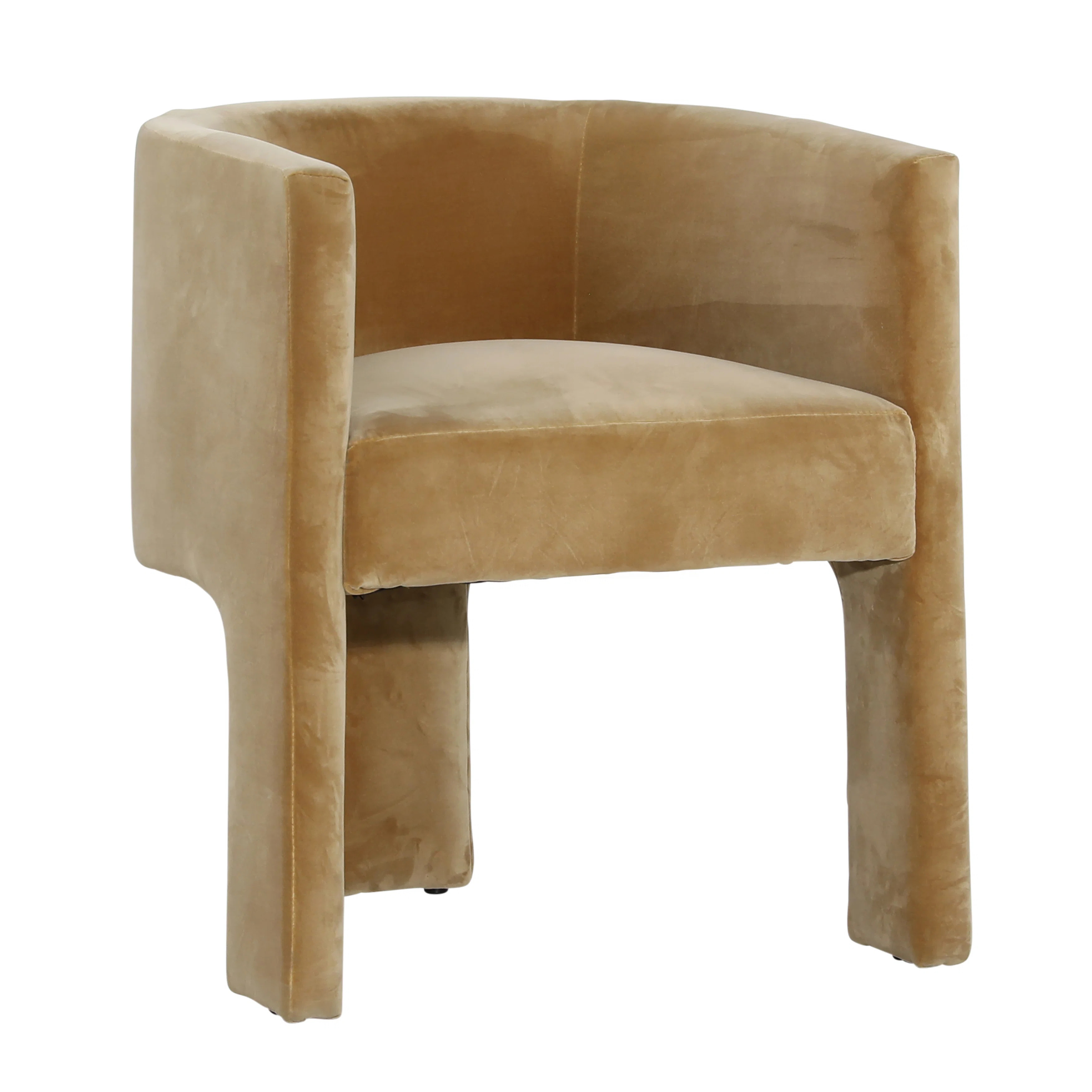 Olimpia Polyester Velvet Upholstered Dining Chair, Camel | Perigold