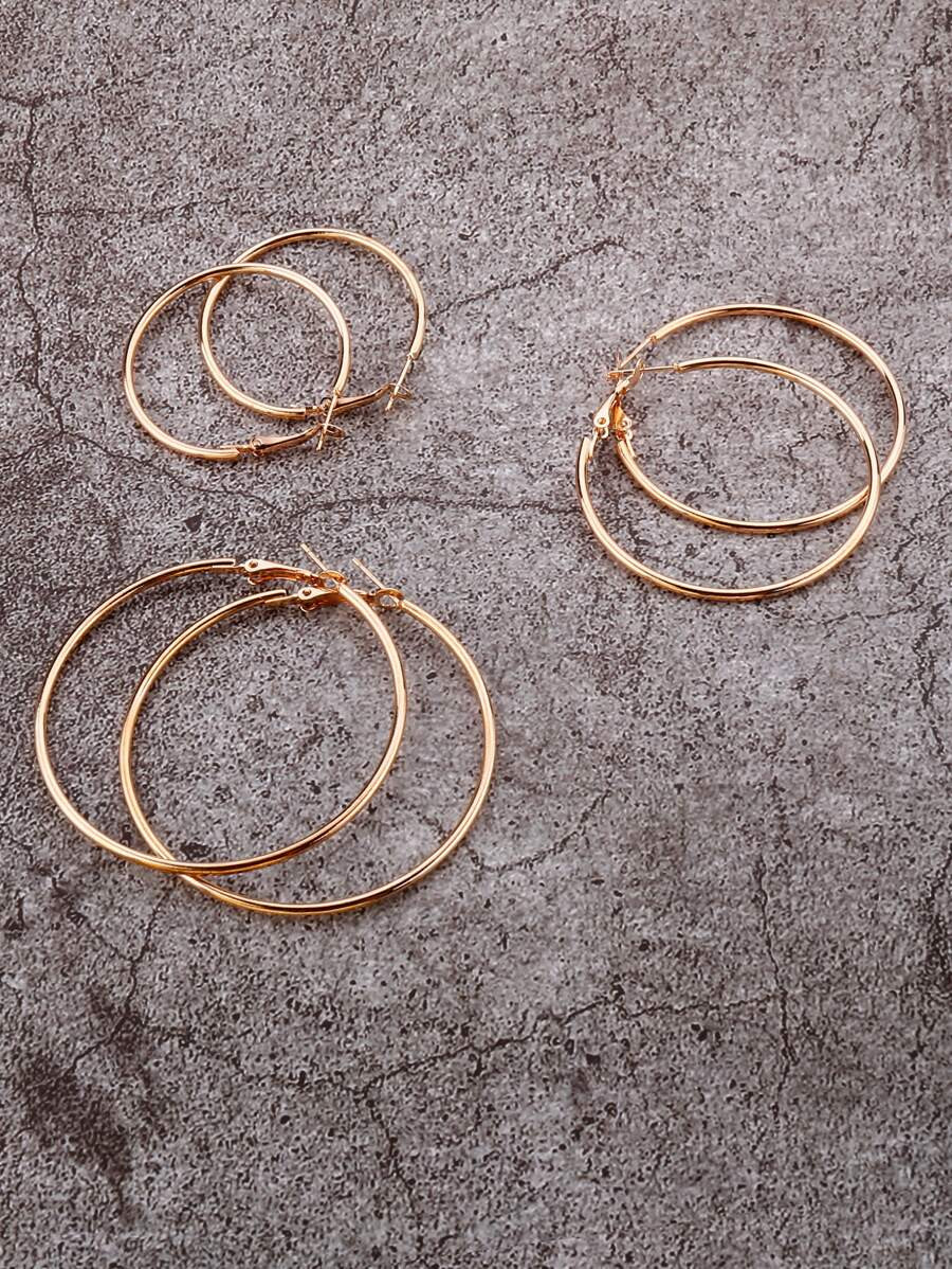 3pairs Minimalist Hoop Earrings | SHEIN
