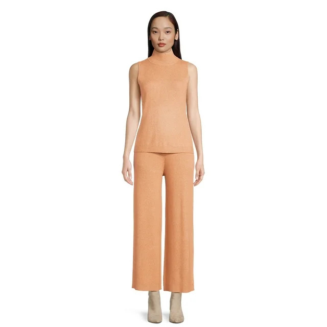 Time and Tru Women's Mock Neck Top and Wide Leg Pants Set, 2-Piece, Sizes XS-3XL | Walmart (US)