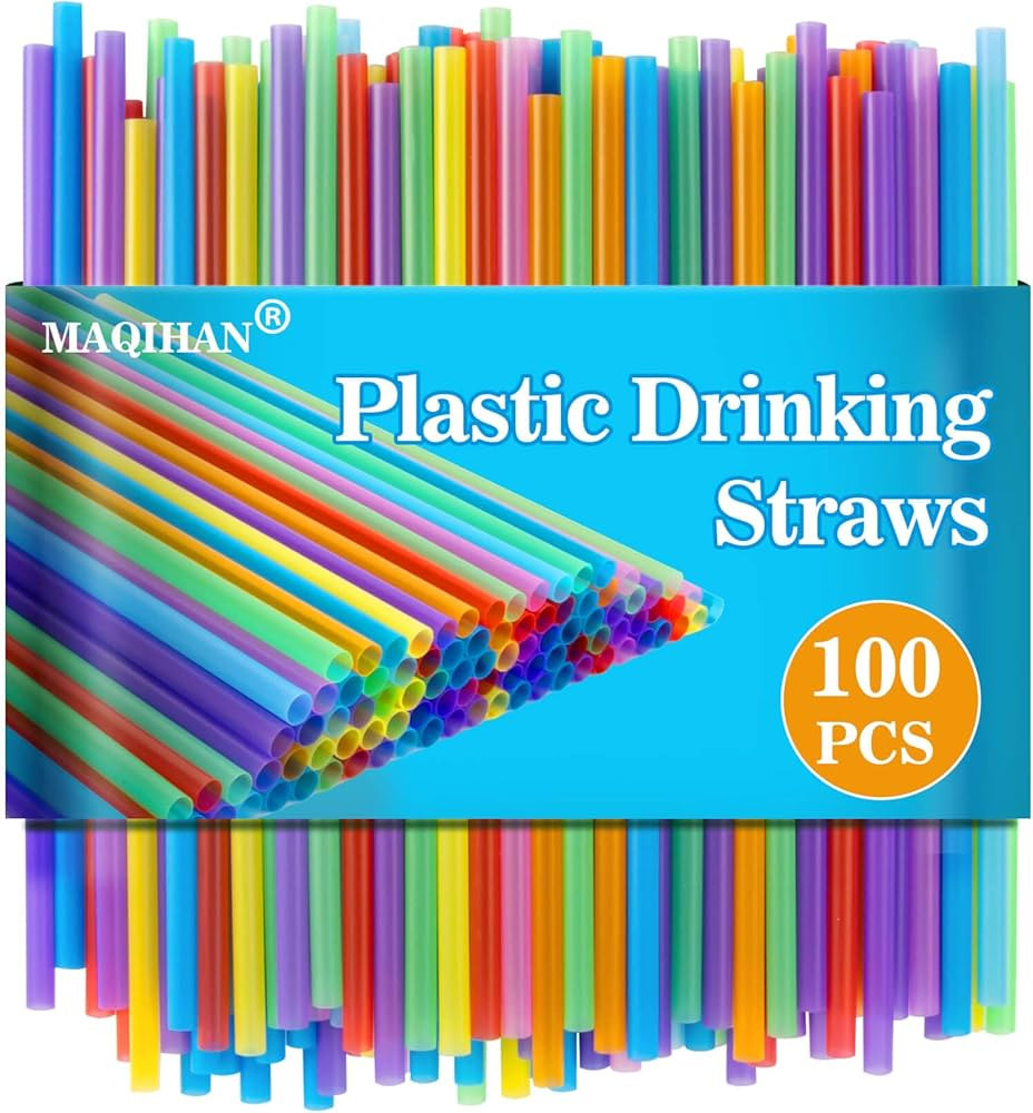 100pcs Plastic Colorful Drinking Straws - Cocktail Straws Drinking Straws Plastic disposable Stir... | Amazon (US)