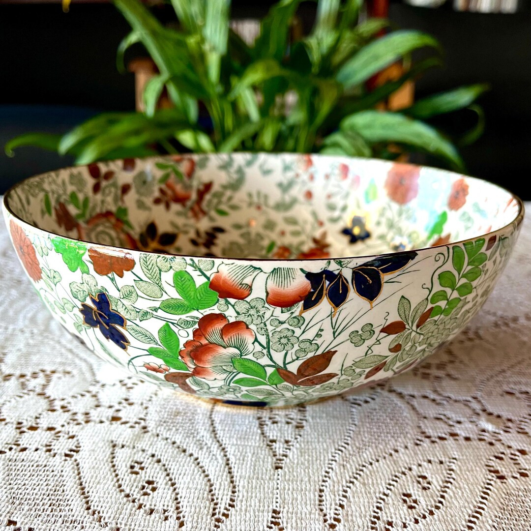 Vintage Royal Cauldon Large Serving Bowl Rare Color bittersweet Green circa 1930s - Etsy | Etsy (US)