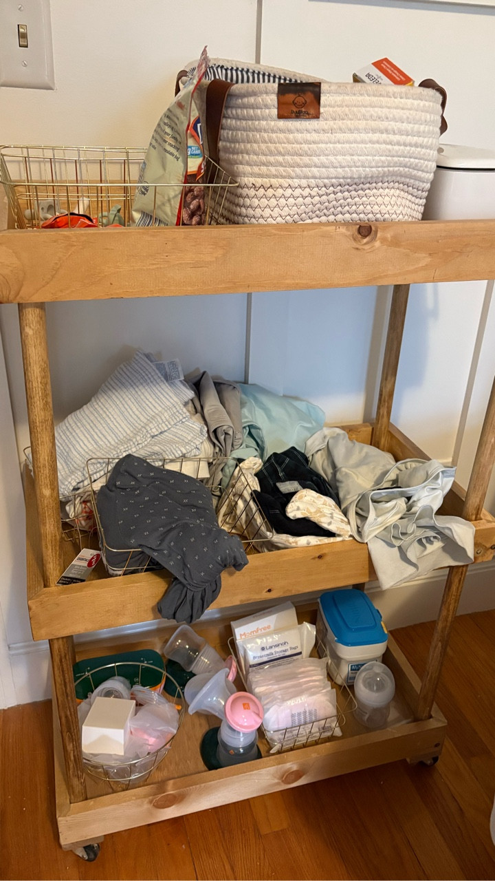 Newborn essentials from a third time mom! 👶🤰🍼

Babies come with a SHOCKING amount of stuff, but there isn’t much they truly need in my opinion. Everything on this cart is something I would overnight order if I was bringing home a baby tomorrow (+ somewhere for them to sleep and a car seat)!

Bottom shelf: 
- Breast pump: I’m trying out an Idaho Jones Twain this time and I’m so excited about it! It’s super cute and compact, has separate motors for each side, comes standard with silicone flanges and has multiple flange sizes included. I feel so much more prepared than I have in the past! 

- Formula and a bottle: even if you plan on breastfeeding you never know! I’ve been a tired and emotional postpartum mom who has to go shopping for formula and it’s no fun. This just in case is so important for my mental health! 

- nursing pads, milk storage bags and hydrogels (I prefer the hydrogels to nipple cream or silverettes but do what works for you!)

Middle shelf:
- Baby blankets: I use these for everything! Swaddles, nursing covers, burp cloths, changing pads. You name it, these can do it!

- Extra pajamas WITH ZIPPERS

- Solly wrap or whatever wrap or carrier you like! Once you get the hang of a baby wrap it’s a whole new world, especially with not your first baby.

- Extra clothes for you! No one likes to go back to bed with spit up all over them 

- swaddles if you use them 

Top shelf:
- diapers, wipes and diaper cream
- Pacifiers
- Water bottle and snacks for you! 

Bonus: My Brest friend nursing pillow. Far superior than any other nursing pillow in my opinion! 

All of these essentials are linked in my bio! What was on your essentials list??

#pregnant #postpartum #newborn #babyessentials 

#LTKBaby #LTKmomlife #LTKHome