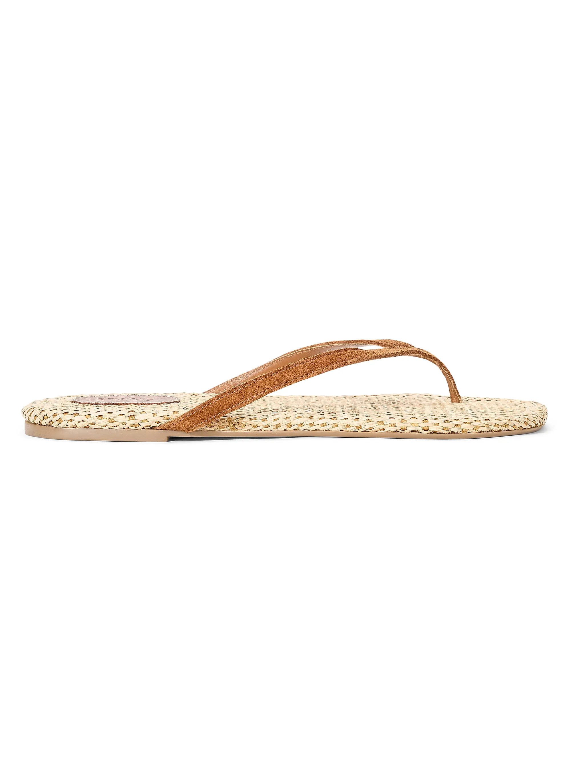 Freja Suede-Raffia Flat Sandals | Saks Fifth Avenue