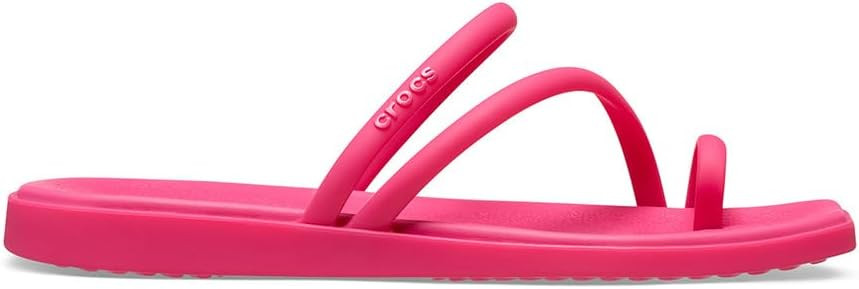 Crocs Women's Miami Toe Loop Sandals | Square Toe Flat | Flexible Straps | Croslite Foam Footbed | Amazon (US)