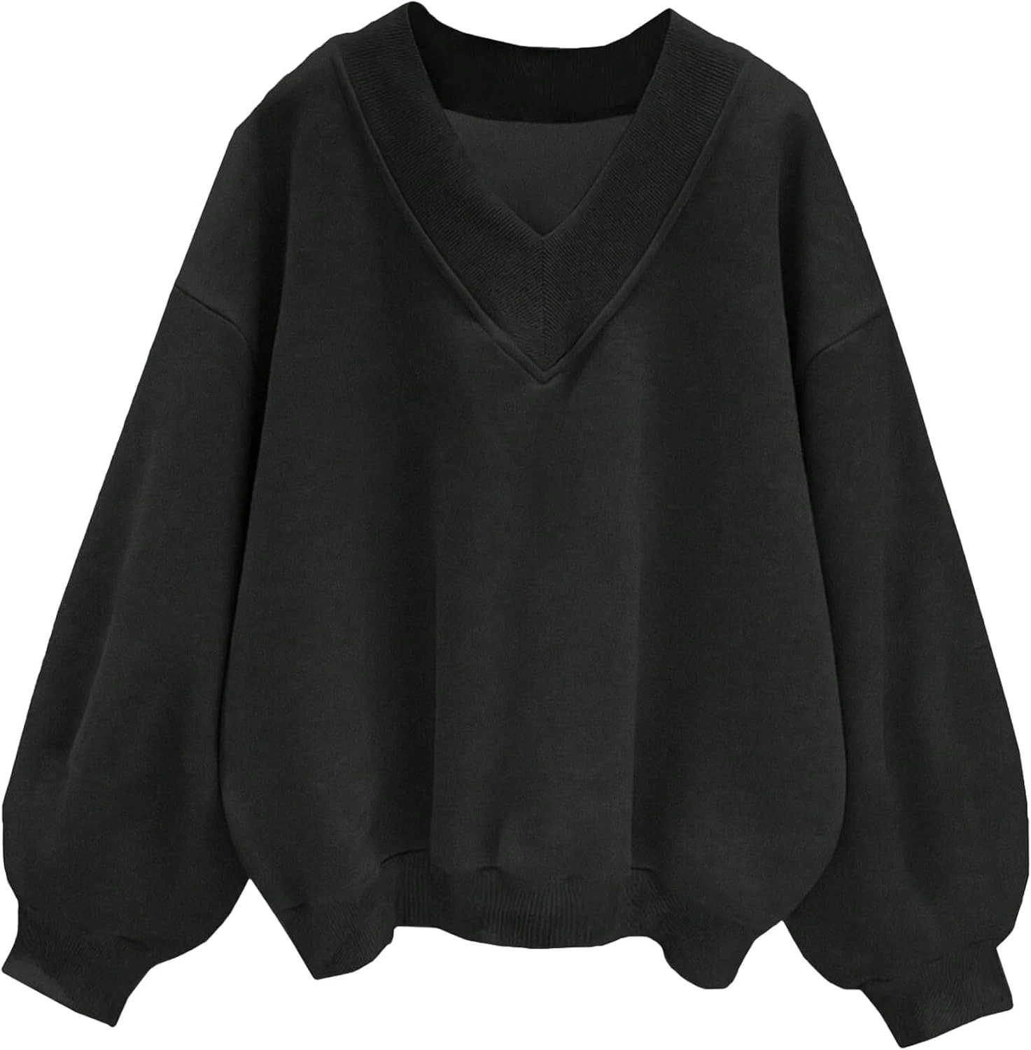 Hilinker Womens V Neck Oversized Sweatshirts Long Sleeve Pullover | Amazon (US)