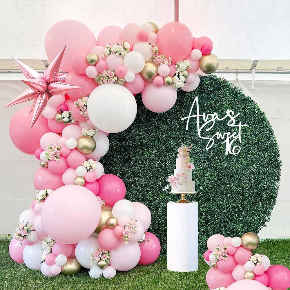 Pink Gold Balloon garland kit 135Pcs Barbie Pastel Pink and Gold white balloons for Girl 16/21th ... | Amazon (US)