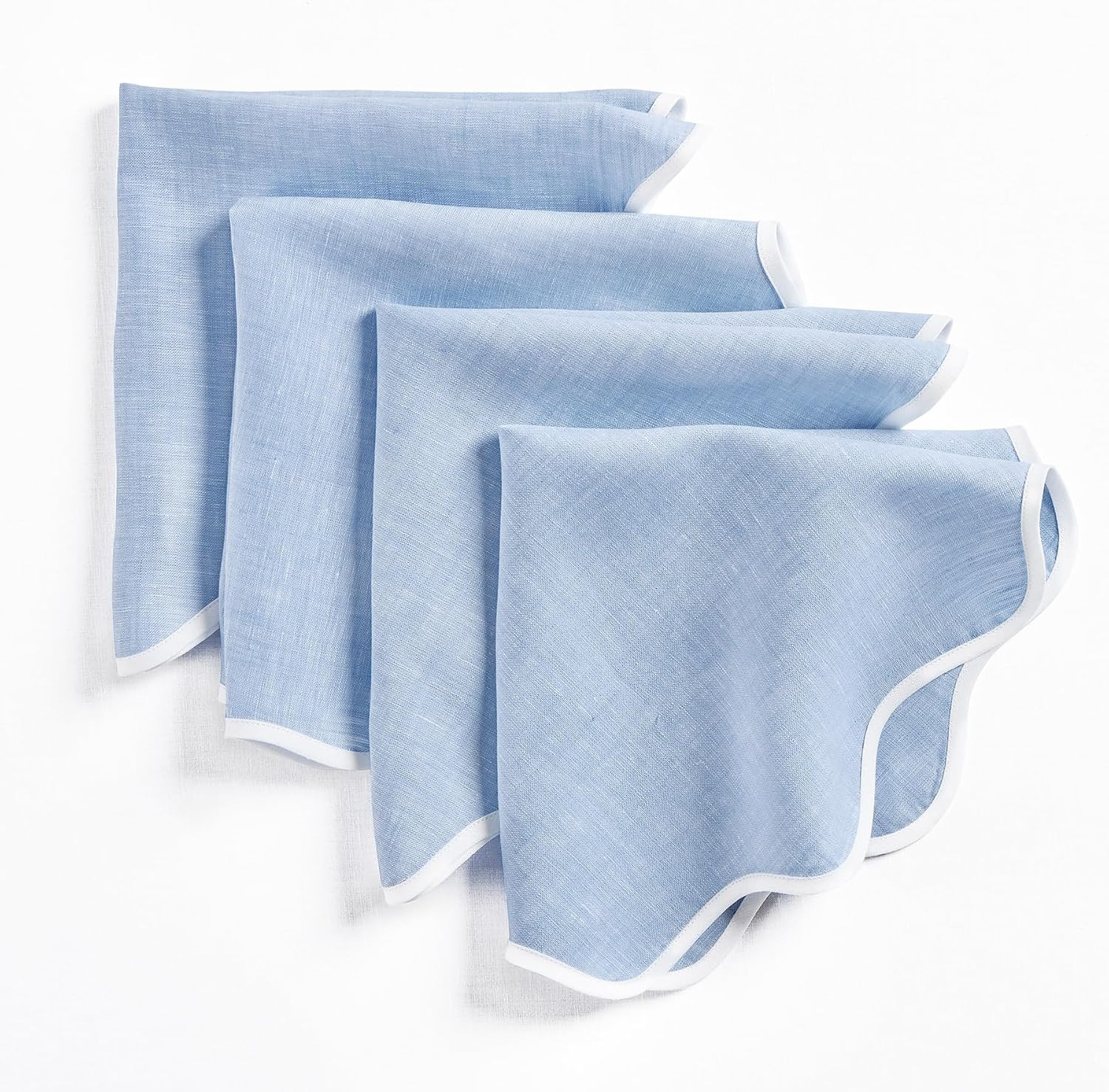 Solino Home 100% Pure Linen Napkins, 20 in Round, White Scalloped, Set of 4 | Amazon (US)