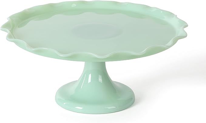 Martha Stewart Highbrook 11" Handmade Jadeite Glass Cake Stand - Ruffle Trim | Amazon (US)