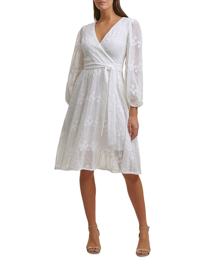 kensie Women's Embroidered Faux-Wrap Dress & Reviews - Dresses - Women - Macy's | Macys (US)