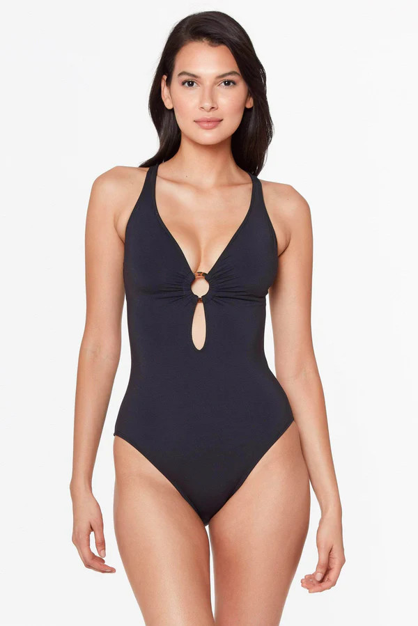 Ring Me Up One Piece Plunge Cross Back Swimsuit | Bleu Rod Beattie