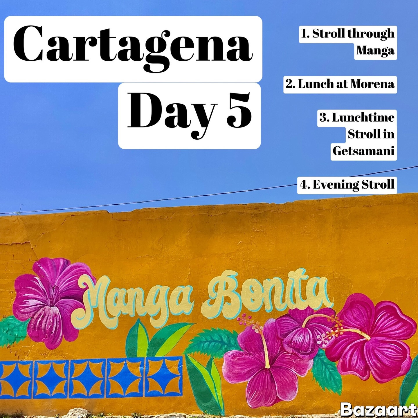 Cartagena, Day 5.

We started the day exploring Manga, a quieter neighborhood where the pace slows down and you get to see a different side of the city. From there we headed to Morena for lunch — one of those spots where you linger a little longer than planned.

Afterward we wandered back through Getsemaní, soaking up the murals, music, and color that make the neighborhood feel so alive.

And like most evenings in Cartagena, the night ended with another long stroll through the warm streets, letting the city unfold one block at a time.

Five days in and Cartagena still feels like it’s revealing something new around every corner.

#Cartagena #CartagenaColombia #Getsemani #MangaCartagena #JetSetLatAM TravelDiaries CaribbeanTravel

#LTKdayinmylife #LTKTravel #LTKvlog