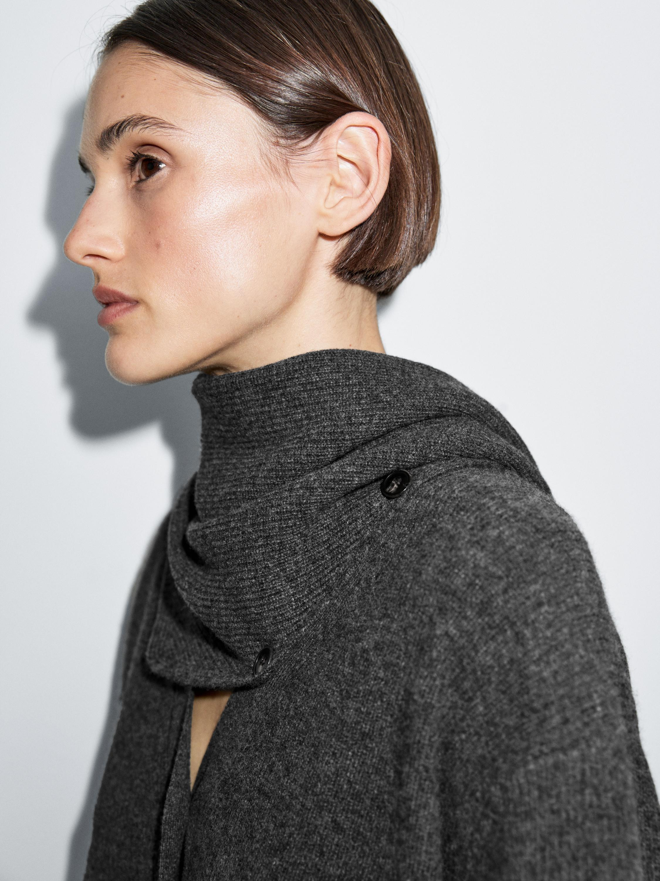 100% wool knit cardigan with scarf detail | Massimo Dutti US