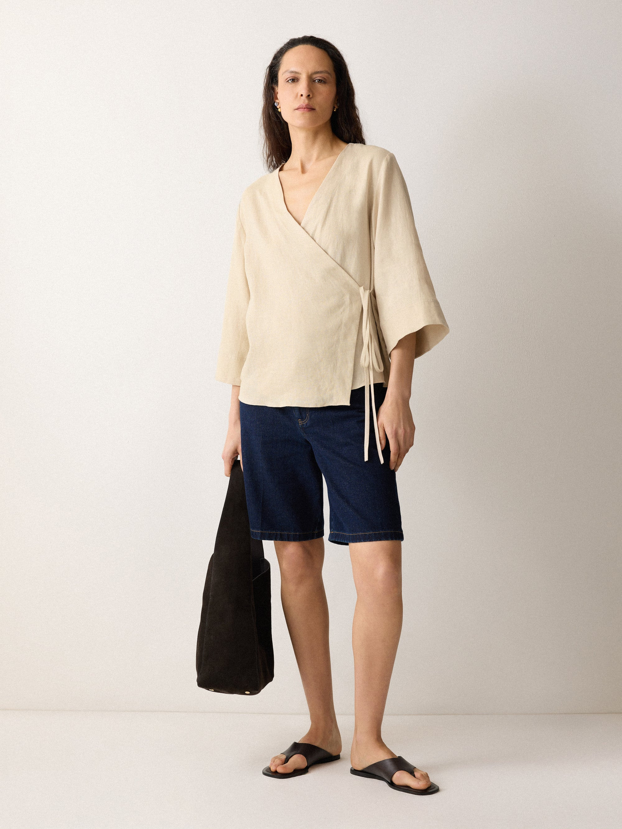 Linen Wrap Front Top | Beige | Jigsaw (UK)