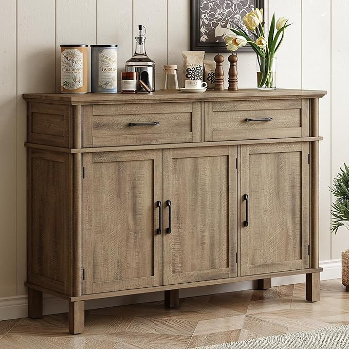 ONBRILL 48 Inch Buffet Cabinet with Storage, Farmhouse Sideboard Buffet w/2 Drawers and 3 Doors, ... | Amazon (US)