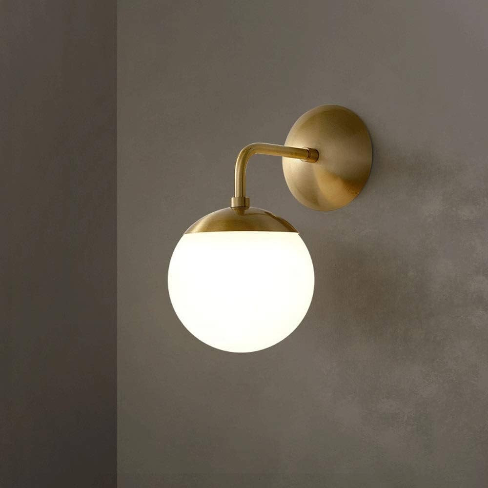 Modern Copper Wall Light White Globe Glass Lampshade Nordic Wall Sconce, Bedside Wall Lighting Fi... | Amazon (US)