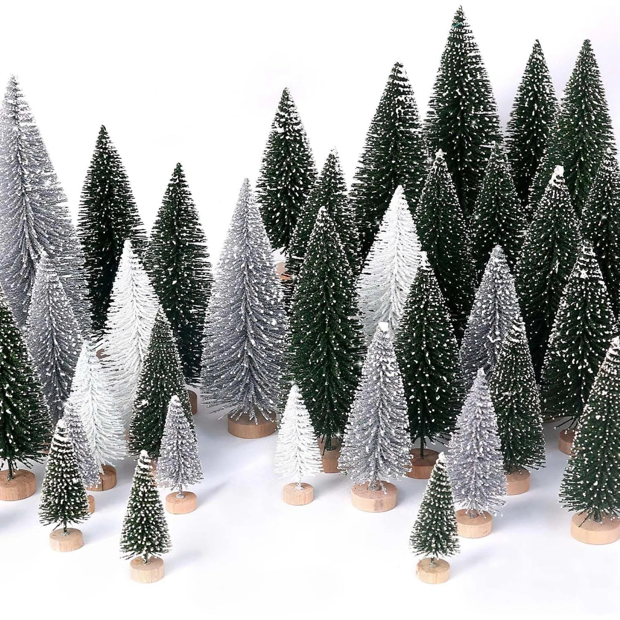 The Holiday Aisle® 30Pcs Mini Christmas Trees Artificial Christmas Tree Bottle Brush Trees With ... | Wayfair North America