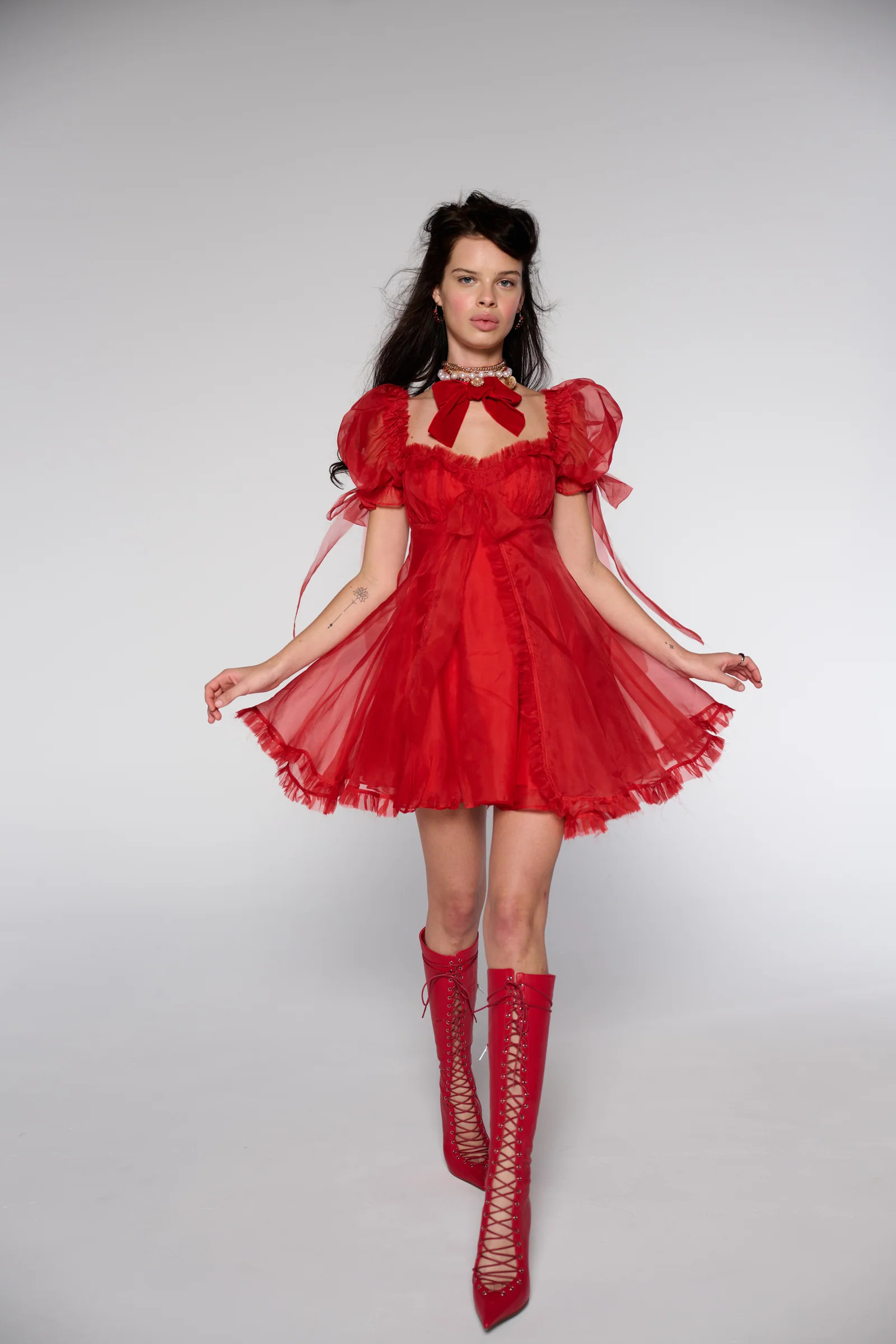 The Revolt Red Silk Organza Tulum Dress | Selkie Collection