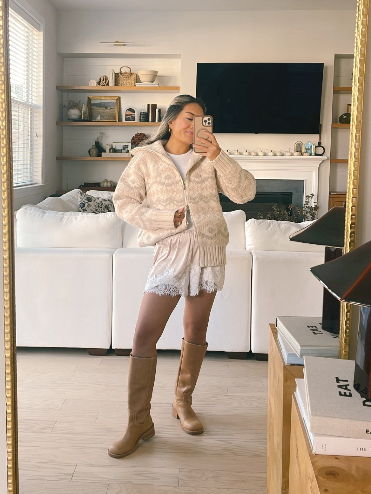 Warmer fall day outfit! 

zip cardi from lovestitch wearing a small

Fall boots, zip up cardigan, fall sweaters, fall cardigans, lace shorts, fall outfit, knee high boots

#LTKStyleTip #LTKFindsUnder100