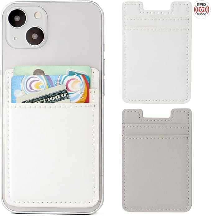2Pack Phone Wallet,Leather Phone Card Holder Adhesive Stick On Credit Card Pocket for Back of Pho... | Amazon (US)