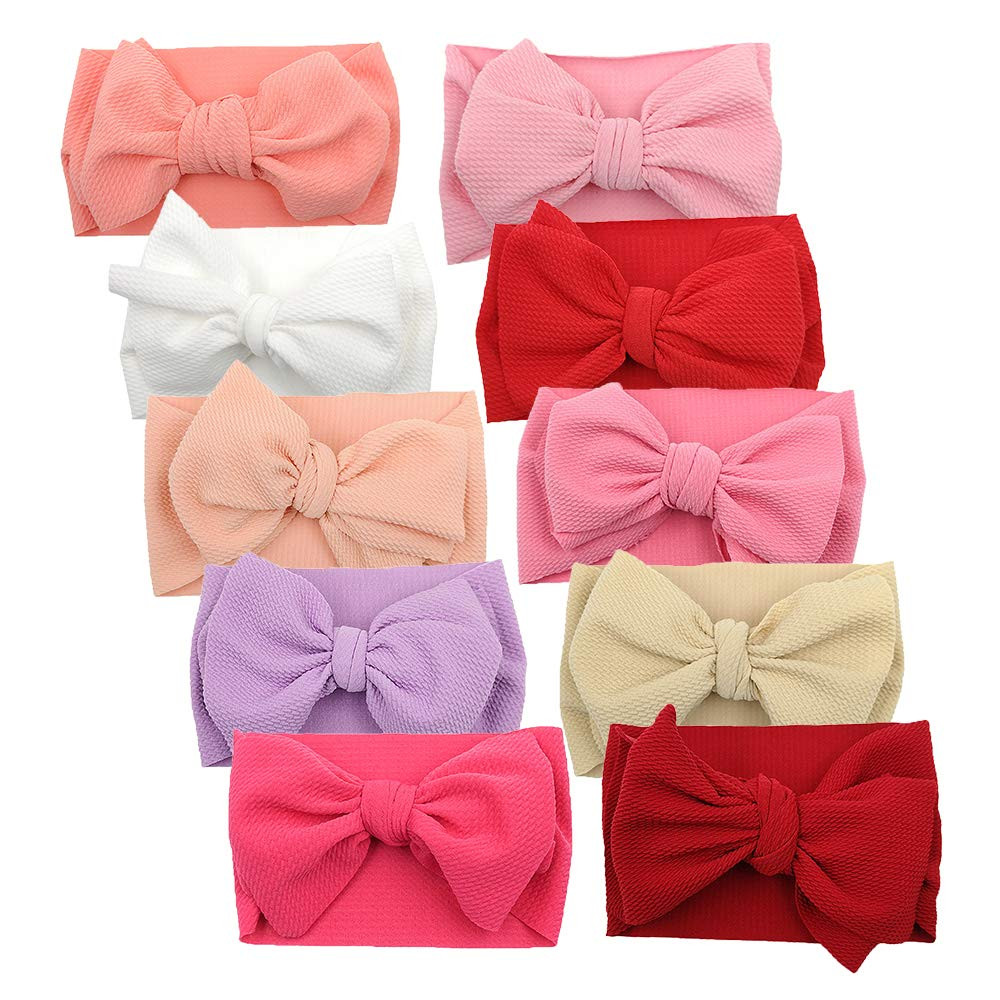 KIDOCHEESE Big Bows Baby Girl Headbands with Bows Elastics Nylon Hairbands Oversized Head Wraps L... | Amazon (US)