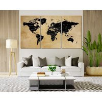 Vintage World Map Print Canvas, Push Pin Decor For Wall, Large Home, Geography Wall Art, Artwork | Etsy (US)