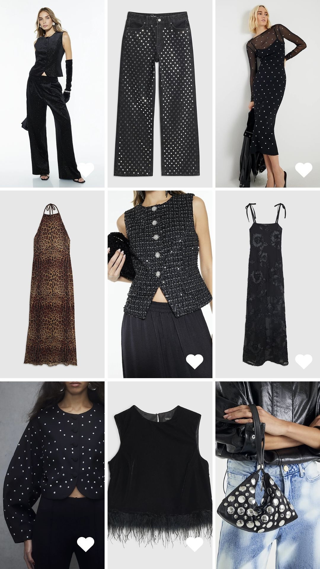 River island party wear picks. party outfit, rhinestone outfit, embellished jeans, polka dot dress, mesh party dress, statement co ord, leopard print dress, satin slip dress, sparkly top, studded bag, evening glam, night out fashion, modern partywear, edgy chic, festive style

#LTKuk #LTKfestive #LTKwinter